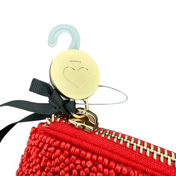 Kate Spade New York GOING TO TARGET Beaded Clutch Red White Cotton Pockets NWT - Picture 6 of 12
